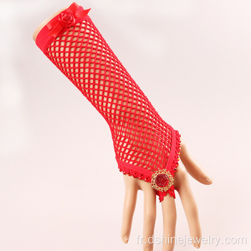 Bijoux Bracelet Perles cristal rouge à Tassel dentelle pour mariage